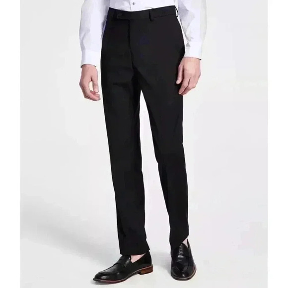 NWT!! Calvin Klein Dress Pants Slim Fit (Size 32 x32) Black Performance Stretch - Picture 1 of 16
